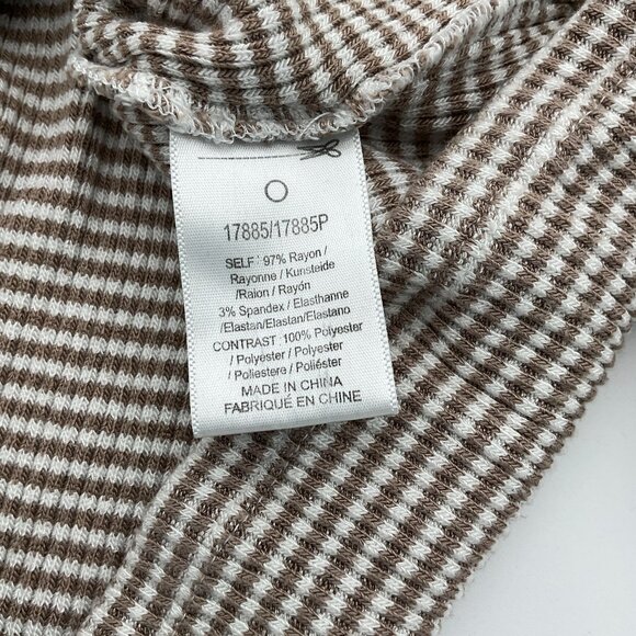 Anthropology Dolan Left Coast Collection LS Tan Striped Snap Turtleneck Medium - Picture 6 of 8